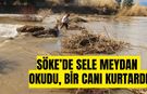 Söke’de sele meydan okudu, bir canı kurtardı