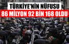 TÜİK açıkladı: Türkiye'nin nüfusu 86 milyon 92 bin 168 oldu