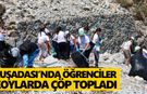 Kuşadası’nda öğrenciler koylarda çöp topladı