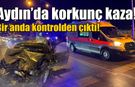 Aydın’da kontrolden çıkan otomobil ağaca saplandı