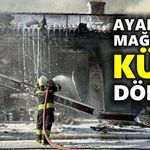 Ayakkabı mağazası küle döndü