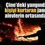 Çine'deki yangında son kişiyi kurtaran jandarma alevlerin ortasında kaldı