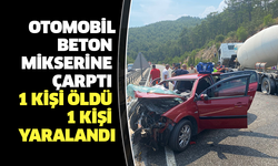 Otomobil beton mikserine çarptı: 1 kişi öldü 1 kişi yaralandı