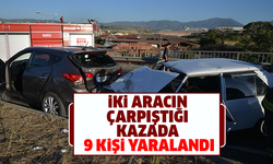 İki aracın çarpıştığı kazada 9 kişi yaralandı