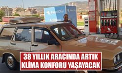 Çine’de 1985 model aracına klima taktırdı