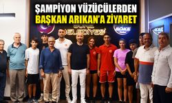 Şampiyon yüzücülerden Başkan Arıkan’a ziyaret