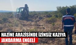 Hazine arazisinde izinsiz kazıya jandarma engeli