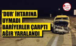 "Dur" ihtarına uymayan otomobil bariyerlere çarptı, 1 kişi ağır yaralandı