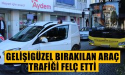 Gelişigüzel bırakılan araç, trafiği felç etti