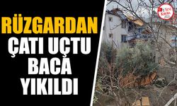 Kuvvetli rüzgardan çatı uçtu, baca yıkıldı