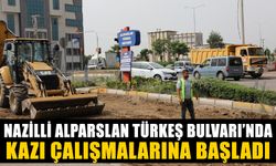 Nazilli Alparslan Türkeş Bulvarı’nda kazı çalışmalarına başladı