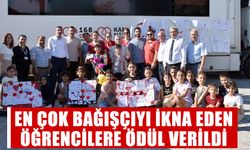 Germencik'te en çok bağışçıyı ikna eden öğrencilere ödül verildi