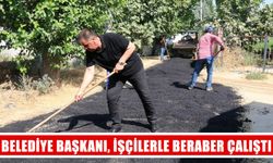 Belediye başkanı, işçilerle beraber çalıştı