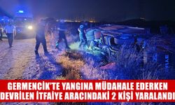 Germencik’te yangına müdahale ederken devrilen itfaiye aracındaki 2 kişi yaralandı