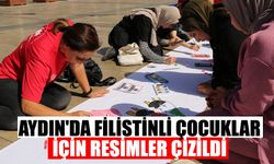 Aydın'da Filistinli çocuklar için resimler çizildi