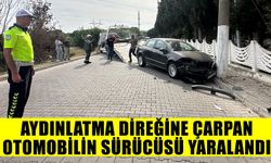 Nazilli'de aydınlatma direğine çarpan otomobilin sürücüsü yaralandı