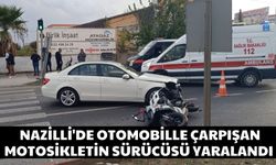 Nazilli'de otomobille motosiklet çarpıştı: 1 yaralı