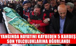 Yangında hayatını kaybeden 5 kardeş son yolculuklarına uğurlandı