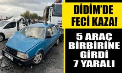 Didim’de feci kaza! 5 araç birbirine girdi, 7 yaralı