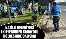 Nazilli Belediyesi ekiplerinden karayolu bölgesinde çalışma