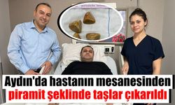 Aydın'da hastanın mesanesinden piramit şeklinde taşlar çıkarıldı