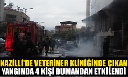 Nazilli'de veteriner kliniğinde çıkan yangında 4 kişi dumandan etkilendi