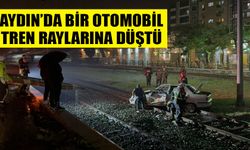 Aydın’da bir otomobil tren raylarına düştü