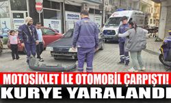 Motosiklet ile otomobil çarpıştı! Kurye yaralandı!
