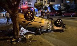 Takla atan otomobilin sürücüsü yaralandı