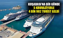 Kuşadası’na bir günde 5 kruvaziyerle 4 bin 902 turist geldi