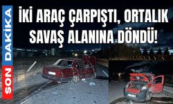 İki araç çarpıştı, ortalık savaş alanına döndü