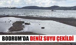 Bodrum'da deniz suyu çekildi