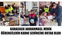Karacasu Jandarması minik öğrencilerin karne sevincine ortak oldu
