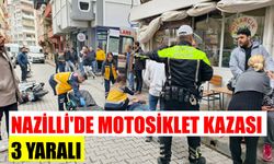 Nazilli'de motosiklet yayaya çarptı: 3 yaralı