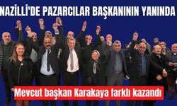 Nazilli'de pazarcılar başkanının yanında