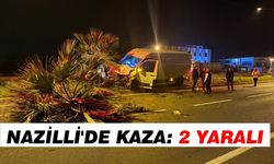 Nazilli’de kontrolden çıkan araç refüje çıktı: 2 yaralı