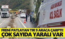 Frene patlayan tır 9 araca çarptı! Çok sayıda yaralı var