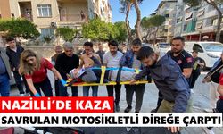 Nazilli’de kaza: Savrulan motosikletli direğe çarptı