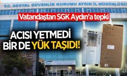 Aydın SGK'da tepki çeken uygulama! Vatandaş ağır cihazı 4.kata kendi taşıyor!