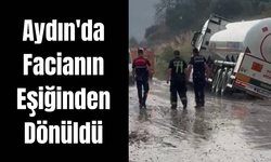 Aydın'da korkutan kaza: Yol çöktü, dev tanker içine saplandı
