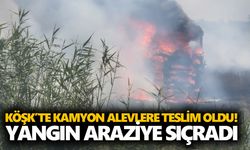 Köşk’te kamyon alevlere teslim oldu! Yangın araziye sıçradı
