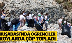 Kuşadası’nda öğrenciler koylarda çöp topladı