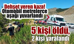 Dehşet veren kaza! Otomobil metrelerce aşağı yuvarlandı