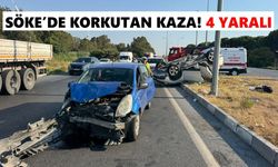 Söke'de ölümle burun buruna: İki otomobil hurdaya döndü, 4 yaralı