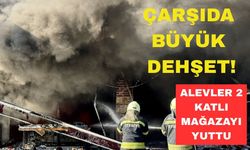 İki katlı mağaza alevlere teslim oldu