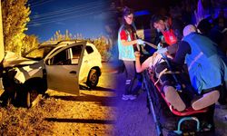 Aydın'da otomobil elektrik direğine çarptı, 2 yaralı