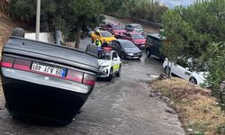 Aydın’da freni patlayan otomobil takla attı!