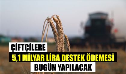 Çiftçilere 5,1 milyar lira destek ödemesi bugün yapılacak