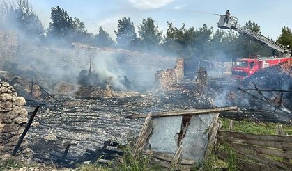 Ahırda çıkan yangında 54 kuzu telef oldu