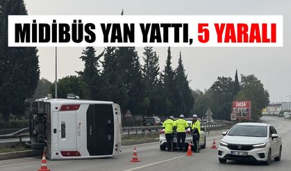 Yolcu midibüsü devrildi: 5 kişi yaralandı